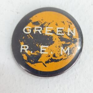 Vintage '88 R.E.M. promo pin Green button REM band badge 1.5" Michael Stipe